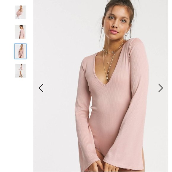Free People Pink Charli Bodysuit Pink - Picture 1 of 4
